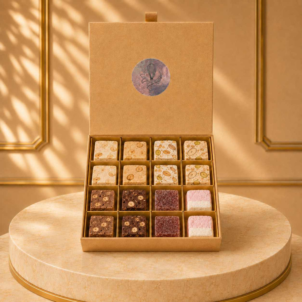 Bienvenue Lily luxe geschenkbox met nougat, guimauve en pâte de fruit